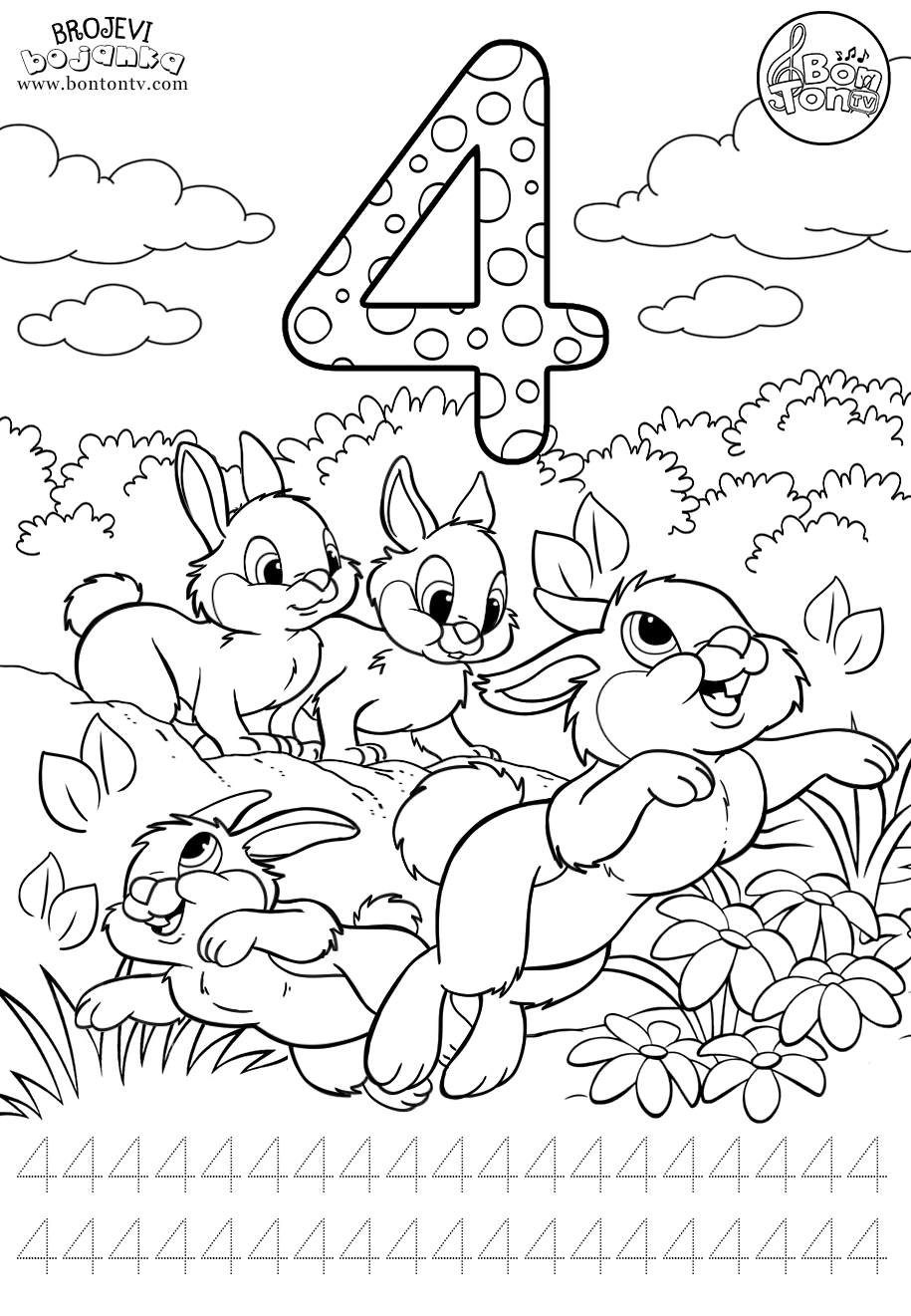 Broj 4 - �etiri - Brojevi od 1 do 10 - Number 4 - four - Numbers 1-10 for kids